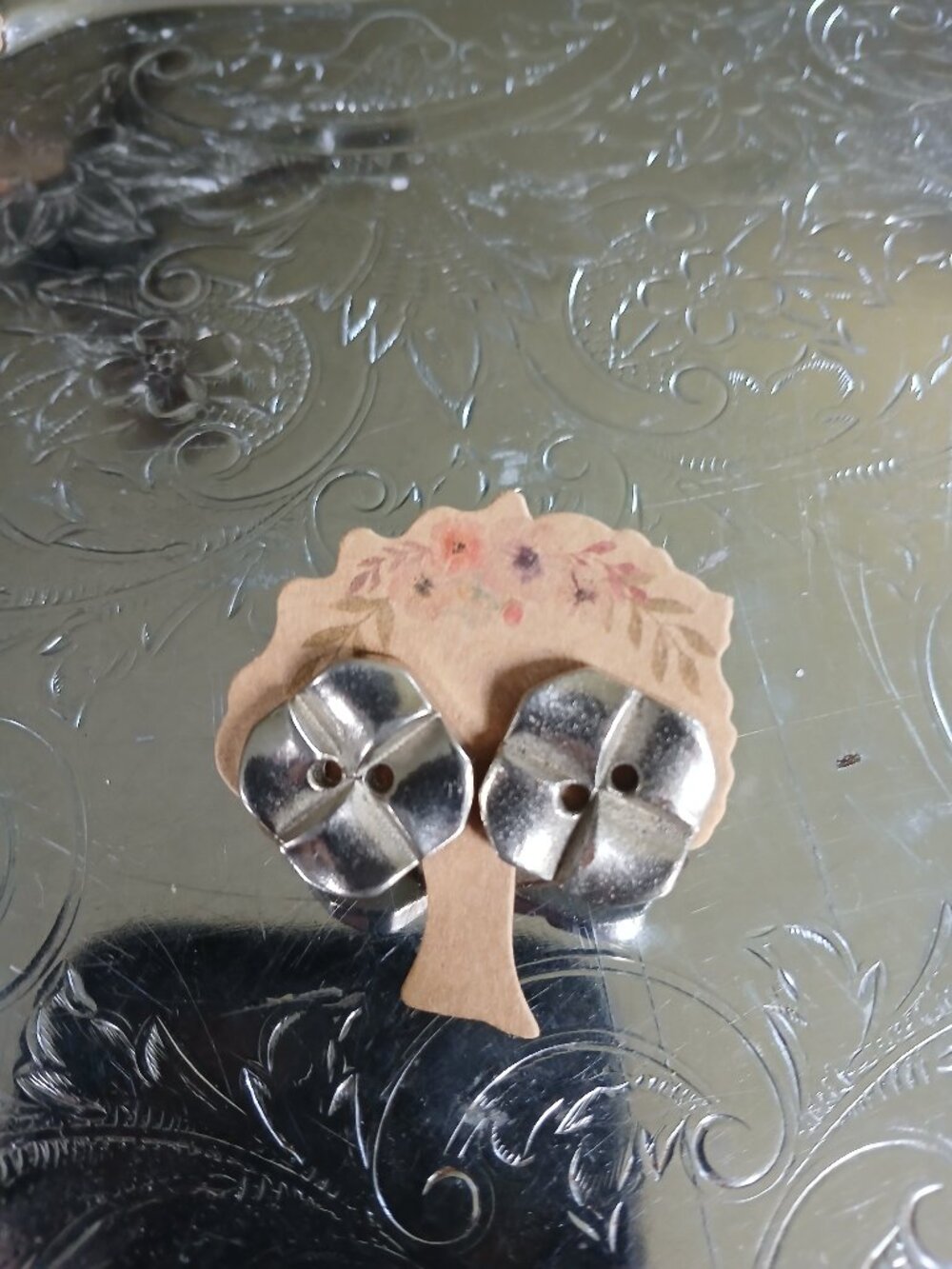 Metal Vintage Button Earrings